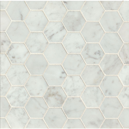 White Carrara 2" x 2" Floor & Wall Mosaic