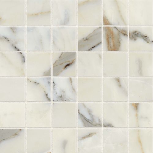 Classic 2.0 2" x 2" Floor and Wall Mosaic in Calacatta Oro