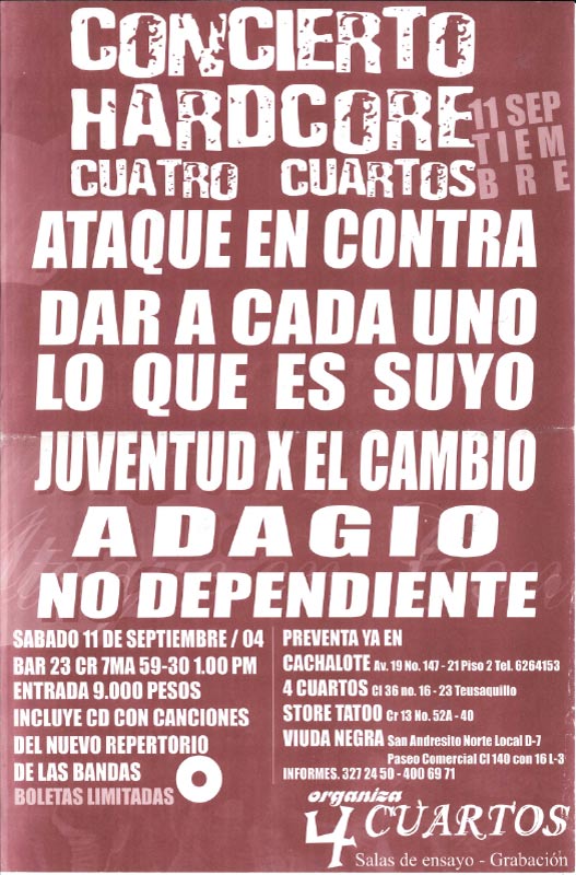 Concierto Hardcore Cuatro Cuartos