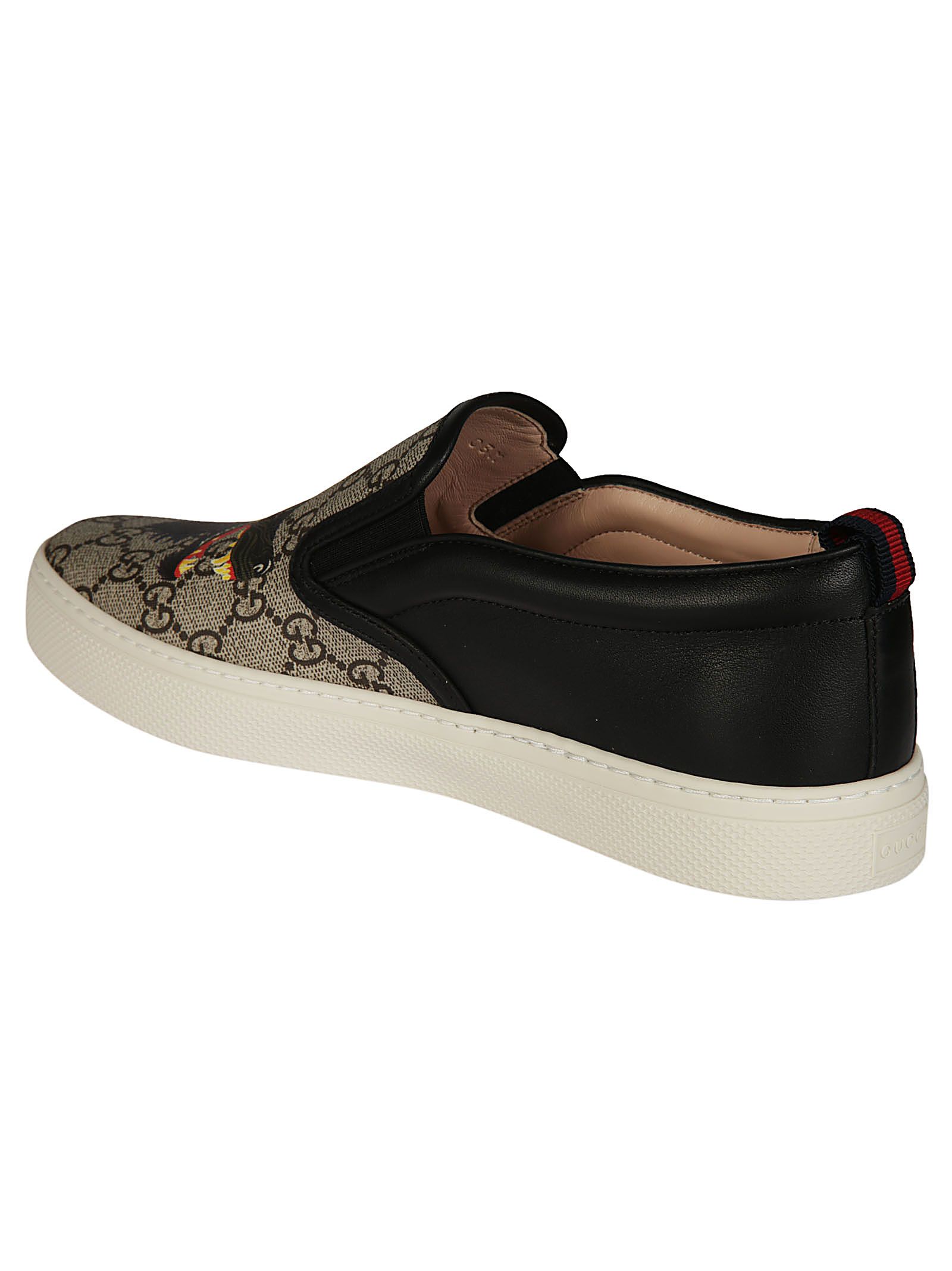 gucci gg supreme tiger slip on sneakers