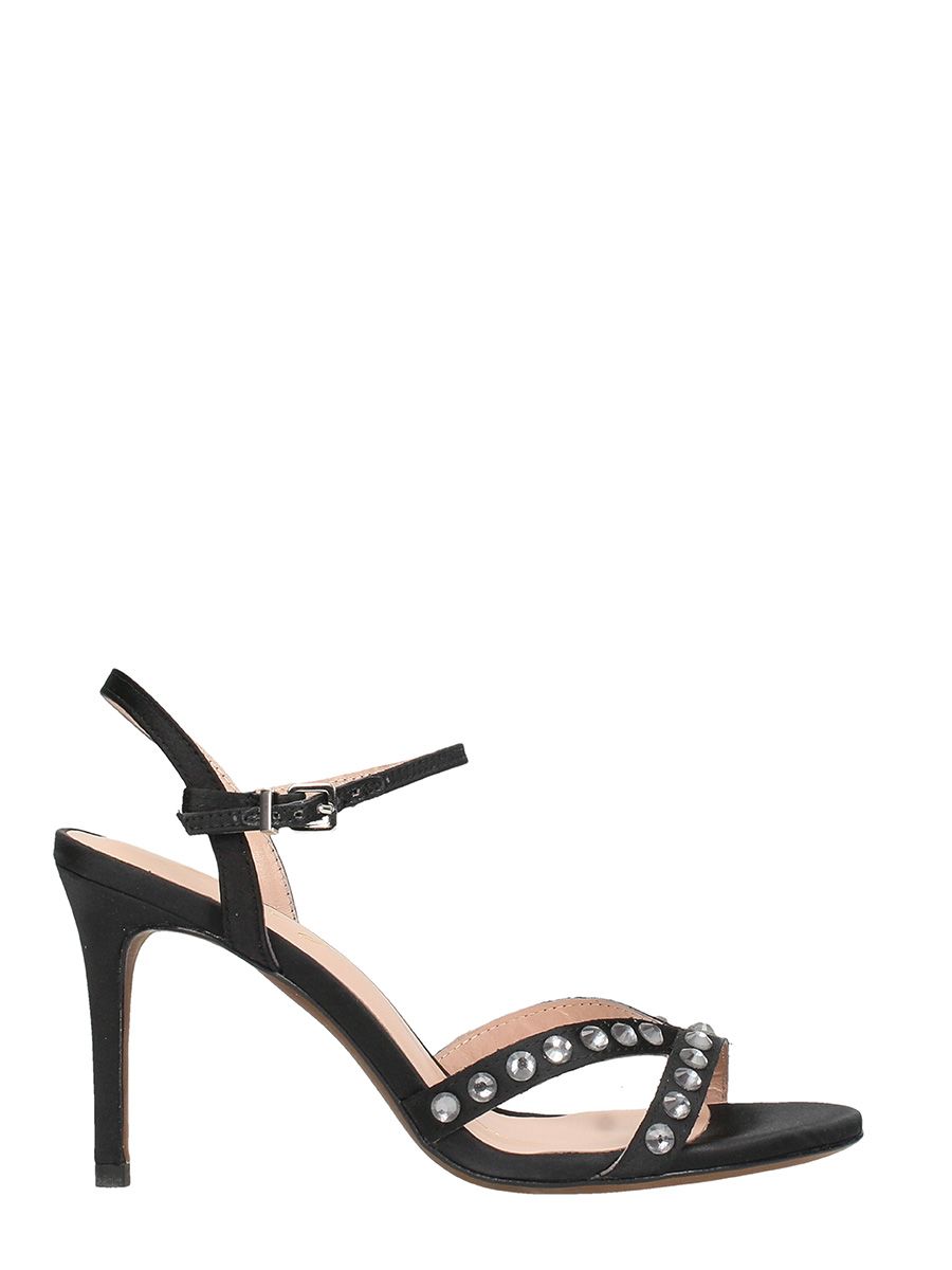 lola cruz black satin sandals