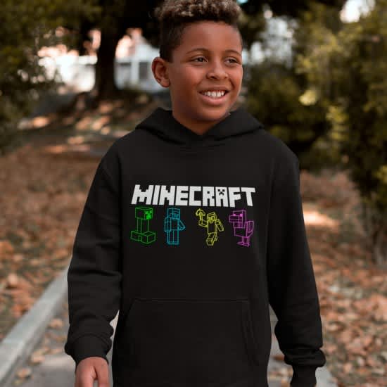 MINECRAFT med 4 figurer - strygemærke MINECRAFT med 4 figurer - strygemærke