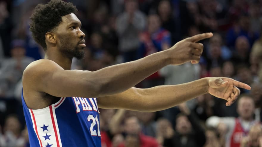 Joel Embiid Blocks And Stares Down Jazz Rookie Gets Shoved For