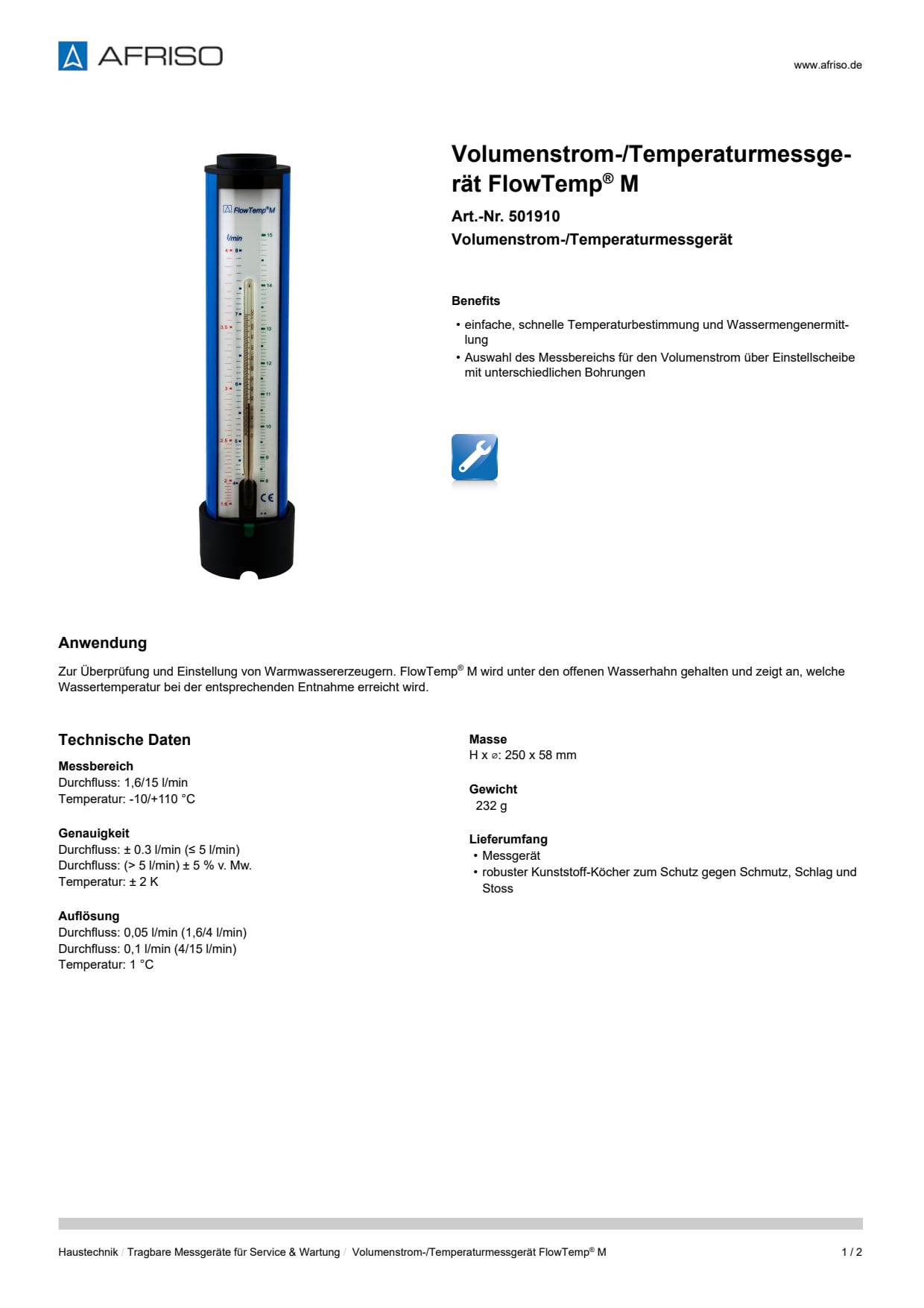AFRISO_VOLUMENSTROM--TEMPERATURMESSGERAET-FLOWTEMP--M-VOLUMENSTROM--TEMPERATURMESSGERAE_501910_DEU_CHE.PDF
