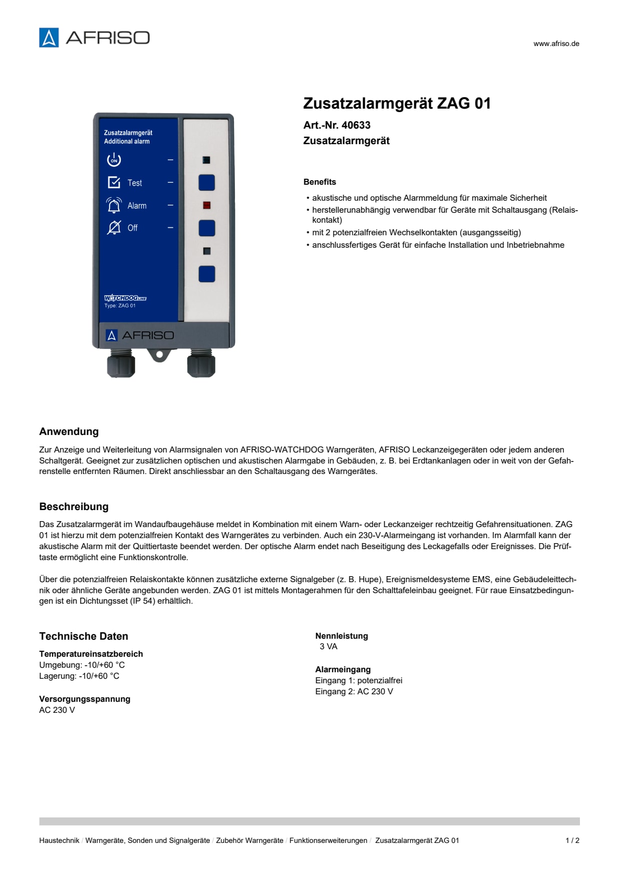 AFRISO_ZUSATZALARMGERAET-ZAG-01-ZUSATZALARMGERAET_40633_DEU_CHE.PDF