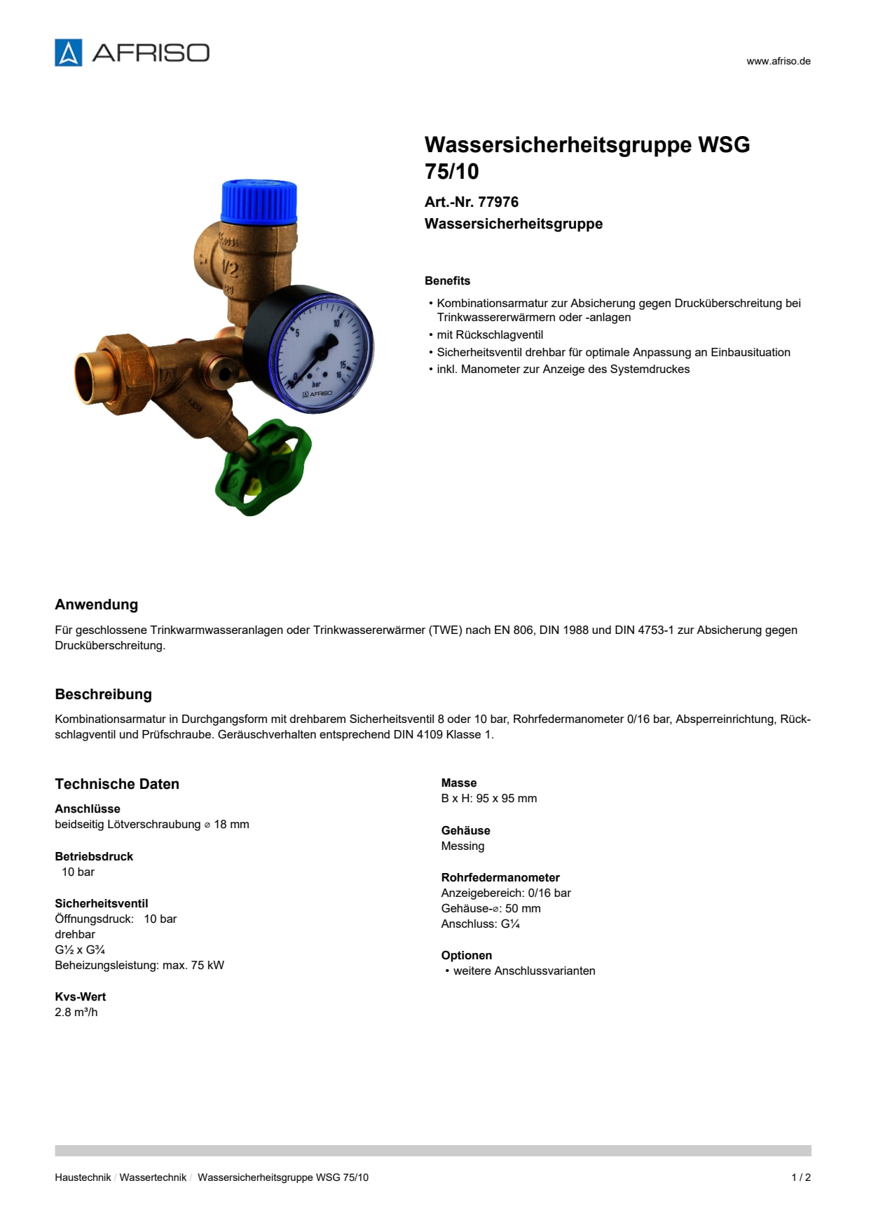 AFRISO_WASSERSICHERHEITSGRUPPE-WSG-75-10-WASSERSICHERHEITSGRUPPE_77976_DEU_CHE.PDF