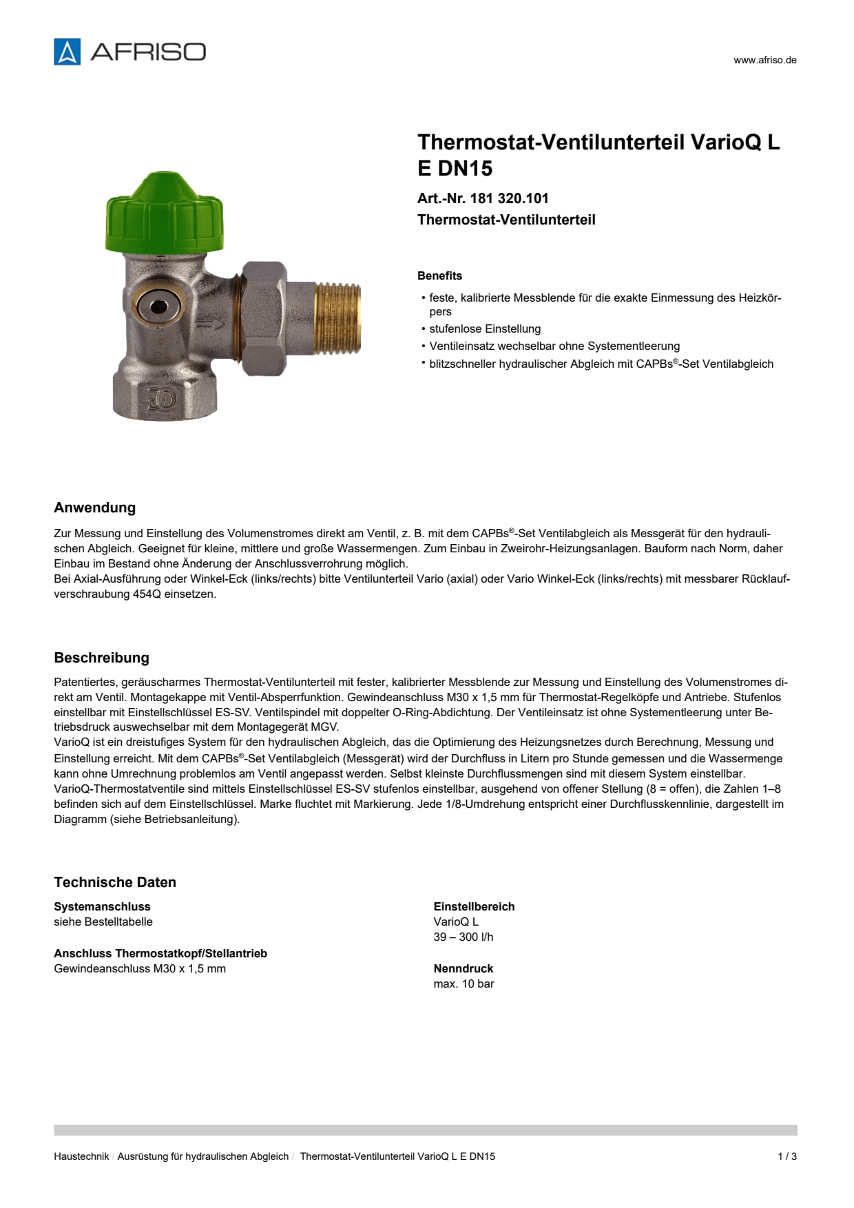 AFRISO_DATENBLATT_THERMOSTAT-VENTILUNTERTEIL_VARIOQ-L_E-DN15_181-320-101_DEU_DEU.PDF