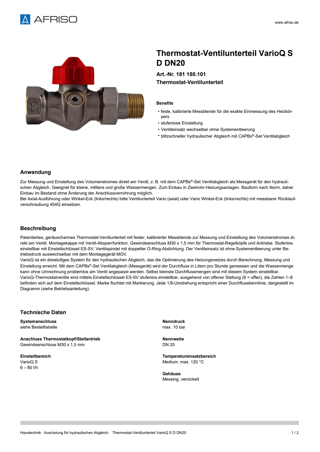 AFRISO_DATENBLATT_THERMOSTAT-VENTILUNTERTEIL_VARIOQ-S_D-DN20_181-180-101_DEU_DEU.PDF