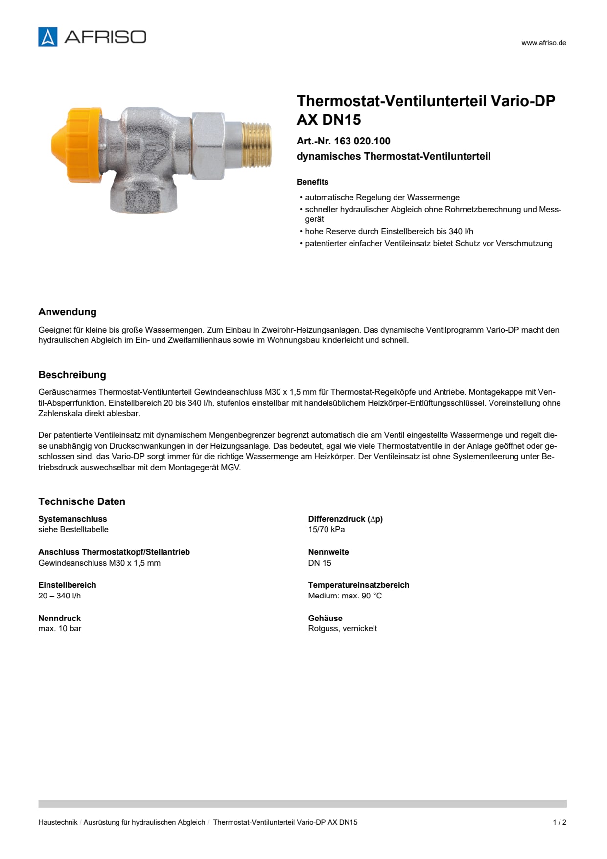 AFRISO_DATENBLATT_THERMOSTAT-VENTILUNTERTEIL_VARIO-DP_AX-DN15_163-020-100_DEU_DEU.PDF