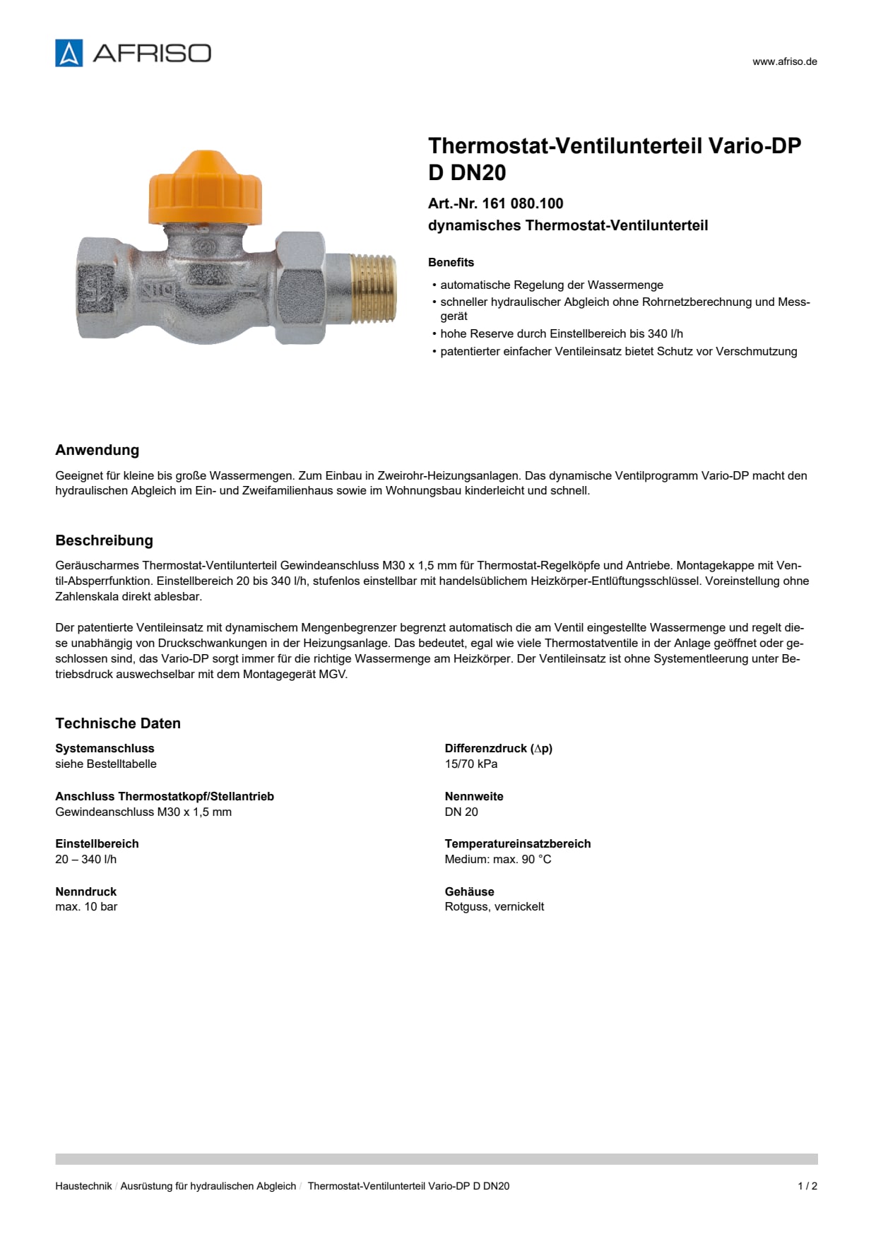 AFRISO_DATENBLATT_THERMOSTAT-VENTILUNTERTEIL_VARIO-DP_D-DN20_161-080-100_DEU_DEU.PDF