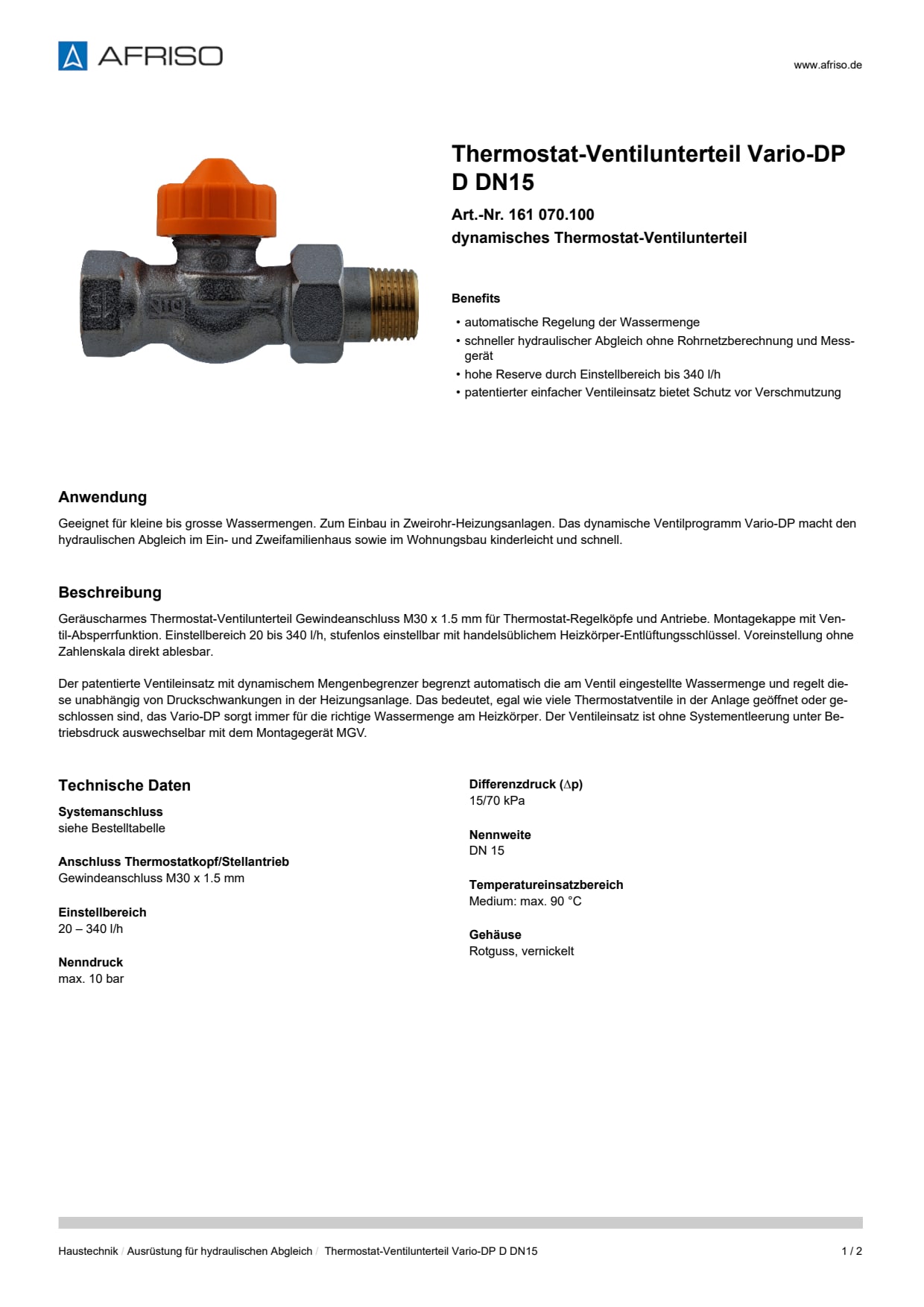 AFRISO_DATENBLATT_THERMOSTAT-VENTILUNTERTEIL_VARIO-DP_D-DN15_161-070-100_DEU_CHE.PDF