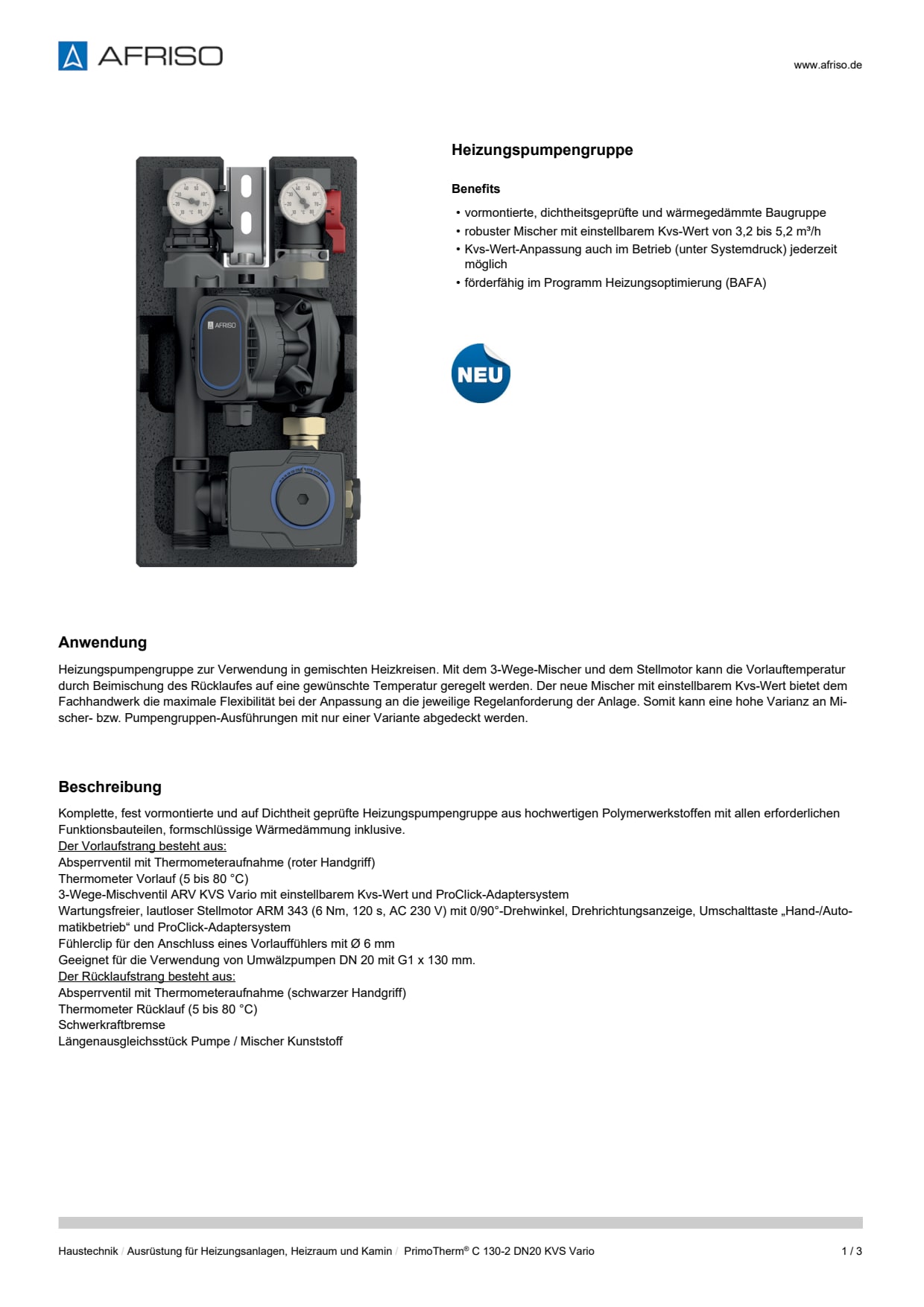AFRISO_DATENBLATT_HEIZUNGSPUMPENGRUPPE_PRIMOTHERM-C-130-2-DN20-KVS-VARIO_P79126_DEU_DEU.PDF
