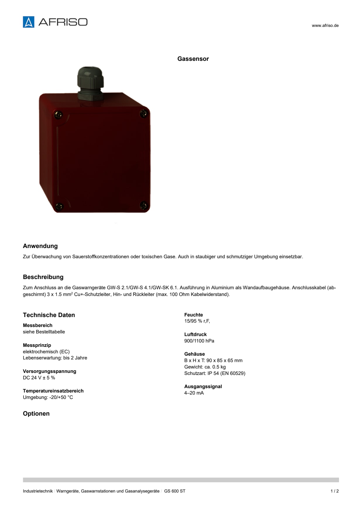 AFRISO_DATENBLATT_GASSENSOR_GS-600-ST_P2911_DEU_CHE.PDF