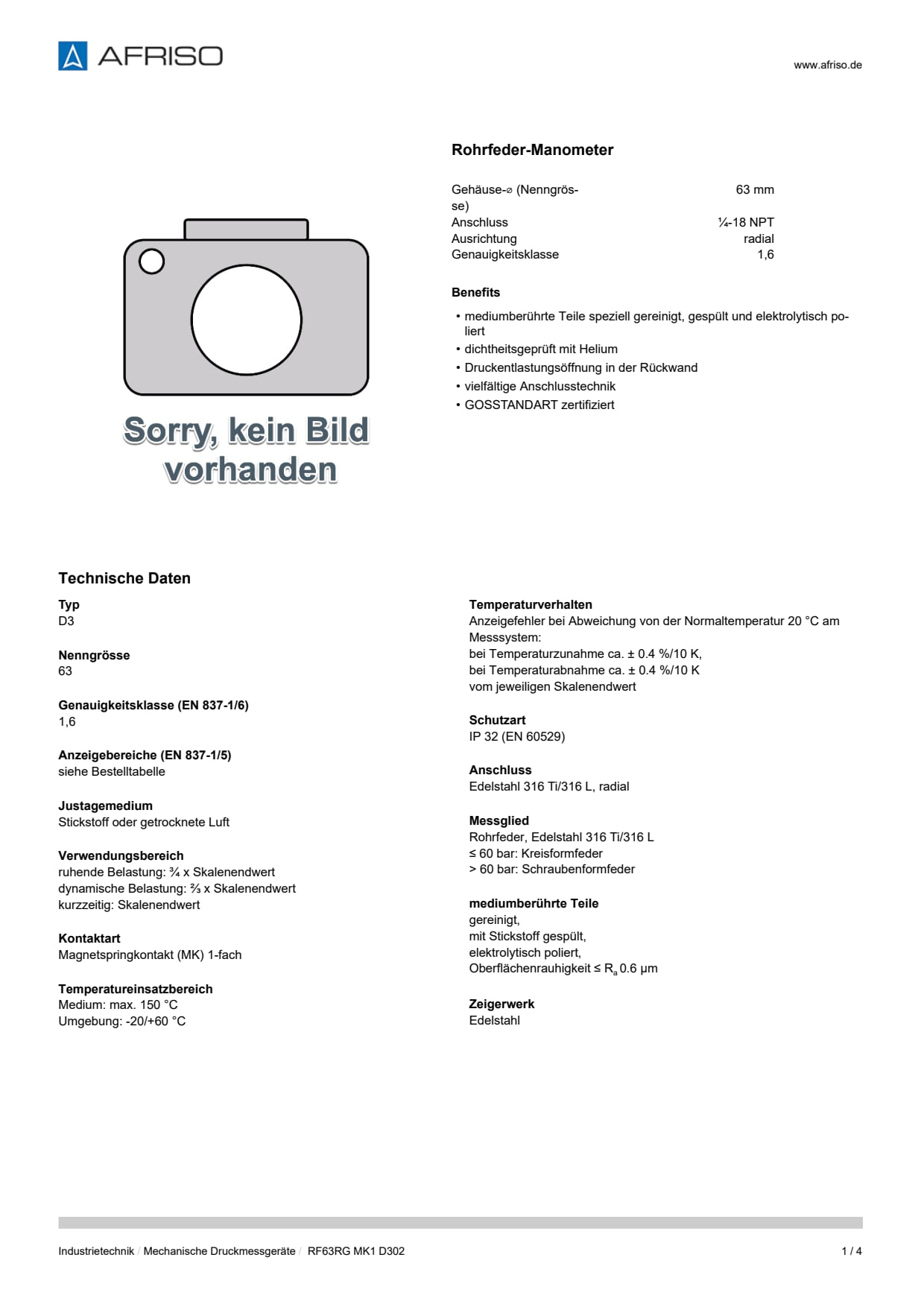 AFRISO_DATENBLATT_ROHRFEDER-MANOMETER_RF63RG-MK1-D302_P24548_DEU_CHE.PDF
