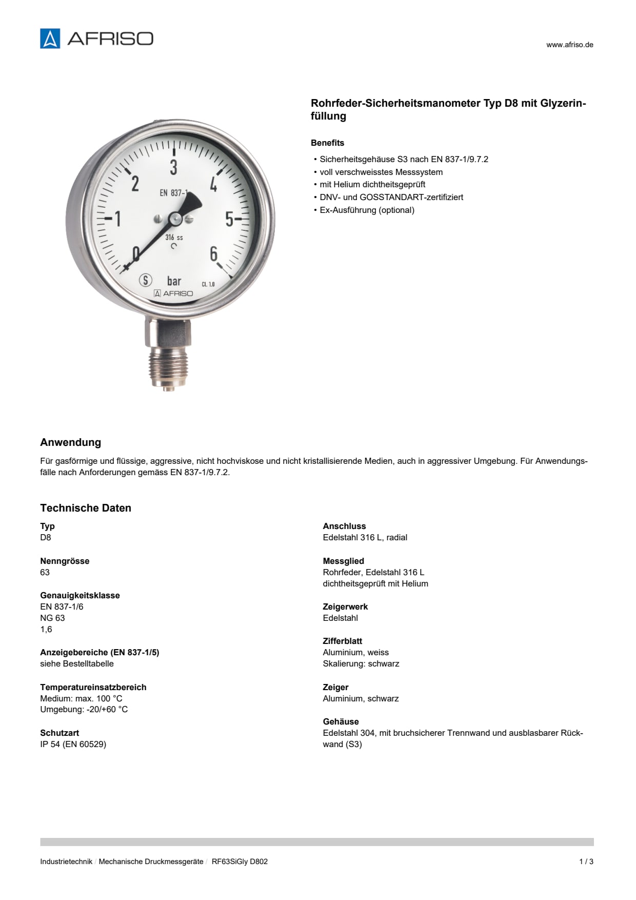 AFRISO_DATENBLATT_ROHRFEDER-SICHERHEITSMANOMETER-TYP-D8-MIT-GLYZERINFUELLUNG_RF63SIGLY-D802_P24093_DEU_CHE.PDF