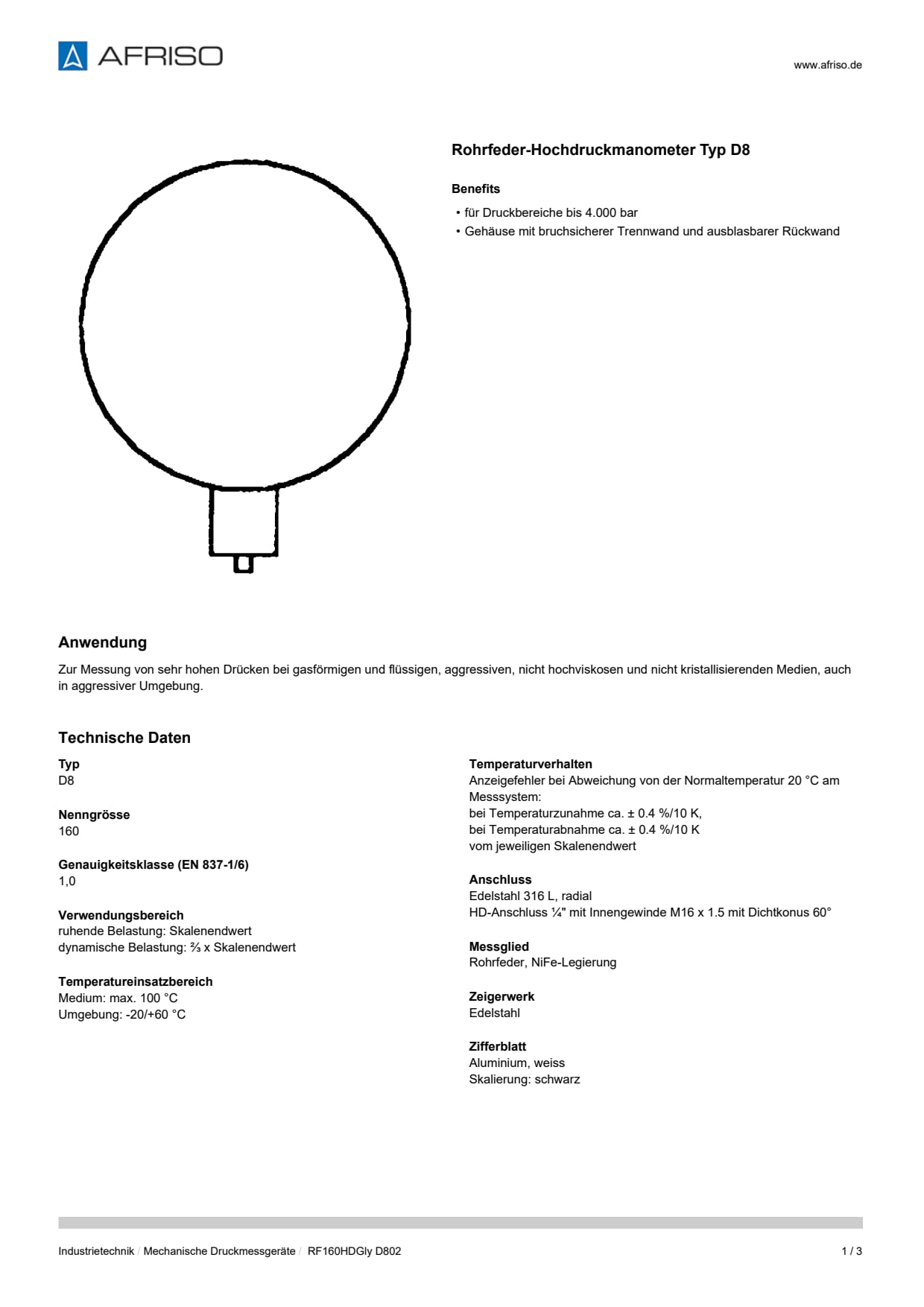 AFRISO_DATENBLATT_ROHRFEDER-HOCHDRUCKMANOMETER-TYP-D8_RF160HDGLY-D802_P23946_DEU_CHE.PDF