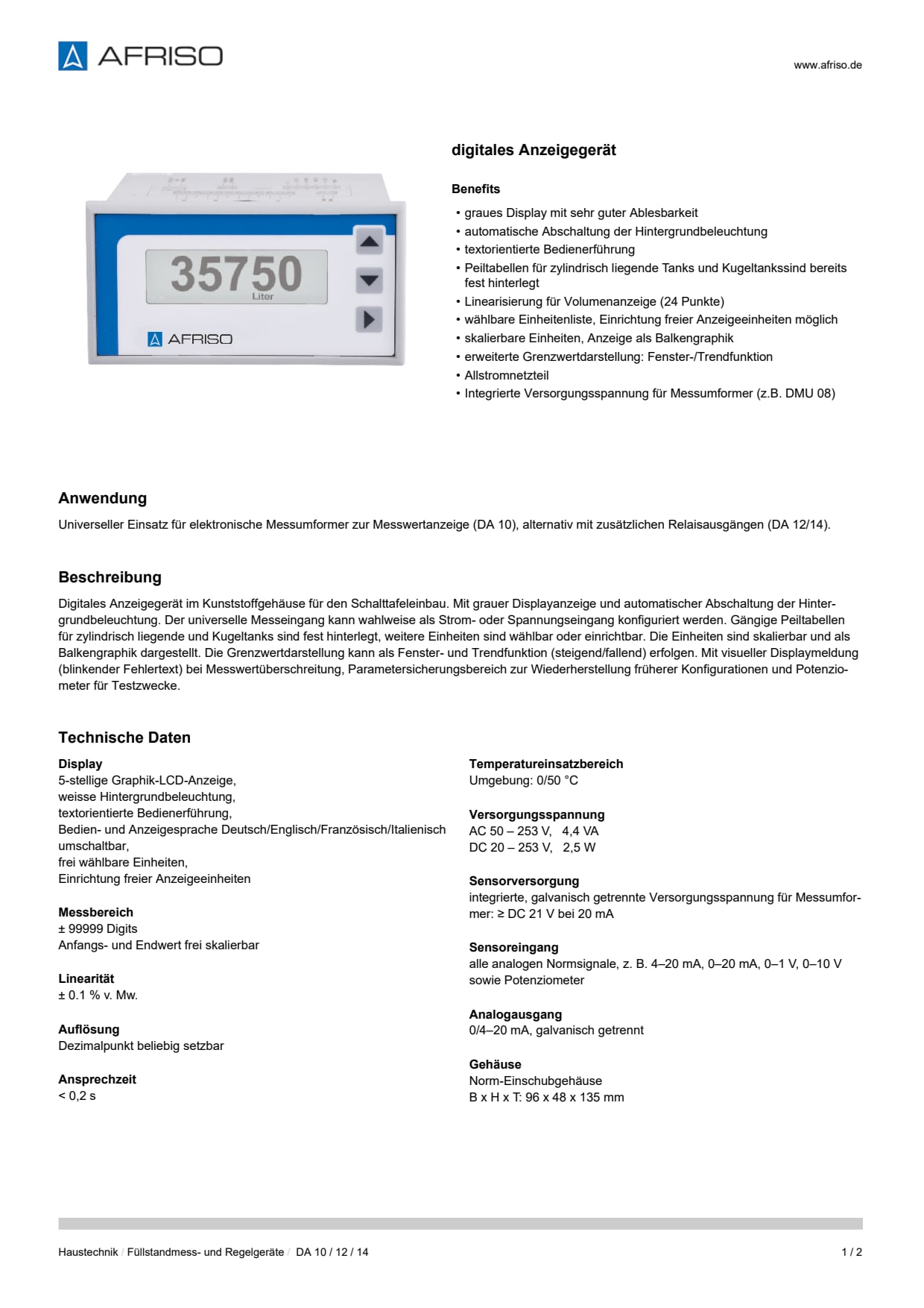 AFRISO_DATENBLATT_DIGITALES-ANZEIGEGERAET_DA-10--12--14_P31081_DEU_CHE.PDF