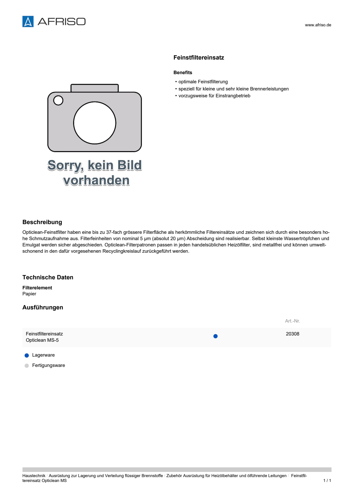 AFRISO_DATENBLATT_FEINSTFILTEREINSATZ-OPTICLEAN-MS_P31682_DEU_CHE.PDF
