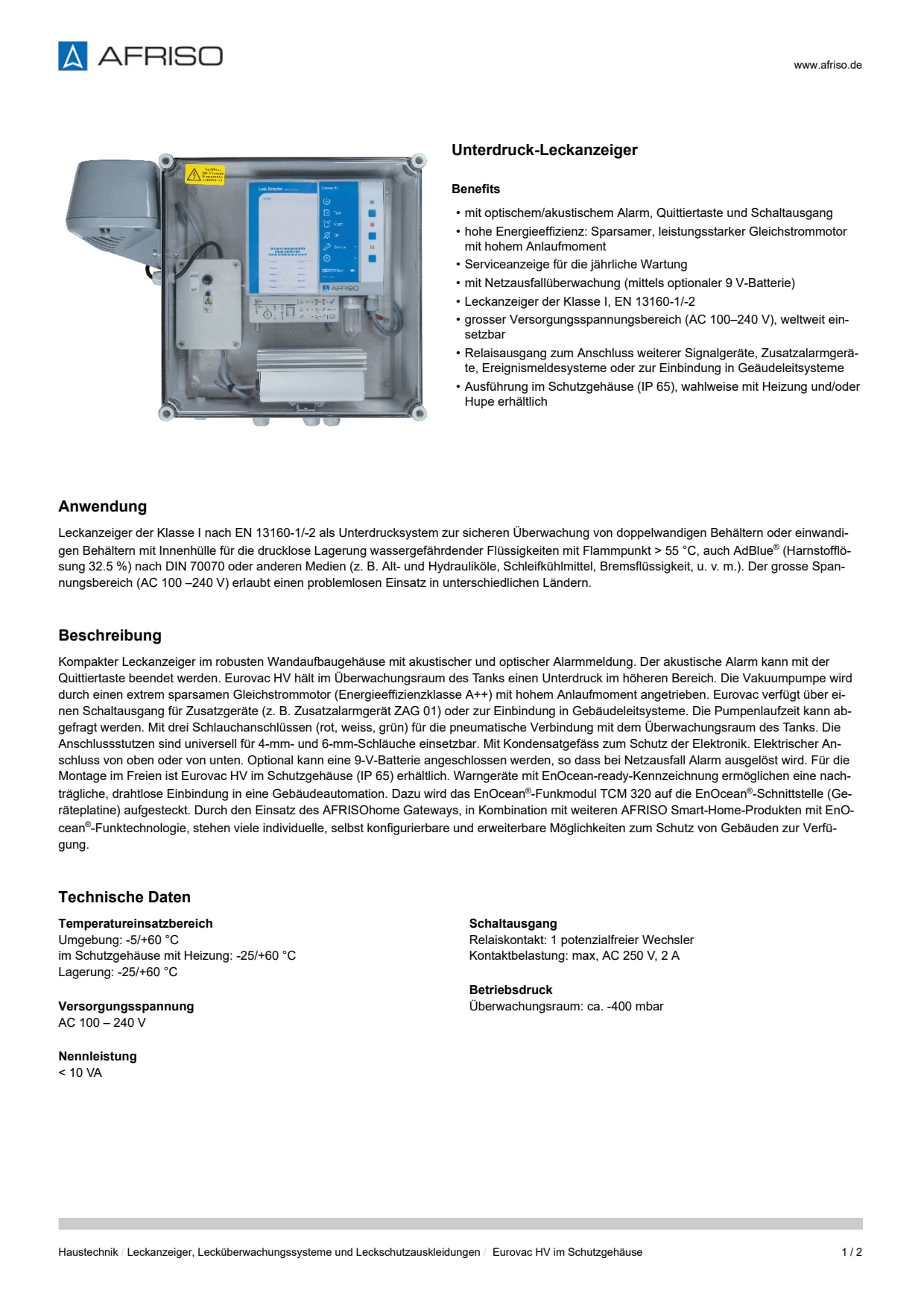 AFRISO_DATENBLATT_UNTERDRUCK-LECKANZEIGER_EUROVAC-HV-IM-SCHUTZGEHAEUSE_P31270_DEU_CHE.PDF