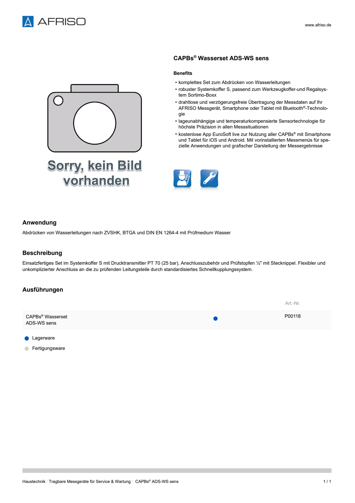 AFRISO_DATENBLATT_CAPBS-WASSERSET-ADS-WS-SENS_CAPBS-ADS-WS-SENS_P38582_DEU_CHE.PDF