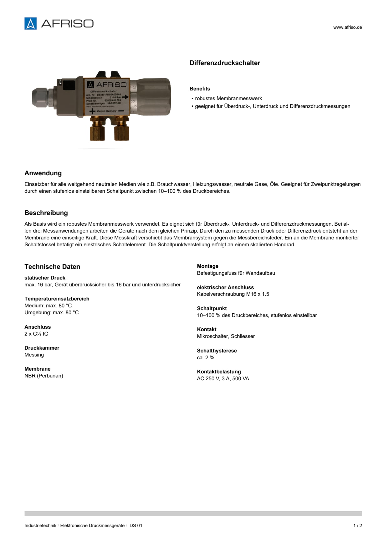 AFRISO_DATENBLATT_DIFFERENZDRUCKSCHALTER_DS-01_P34197_DEU_CHE.PDF