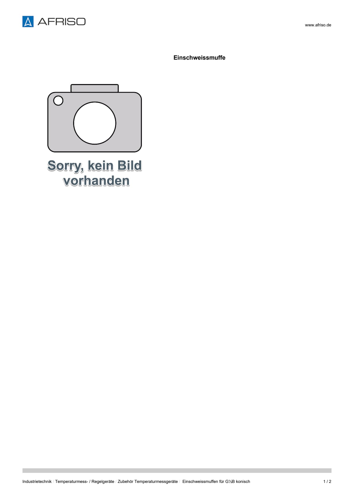 AFRISO_DATENBLATT_EINSCHWEISSMUFFEN-FUER-G1-2B-KONISCH_P43092_DEU_CHE.PDF
