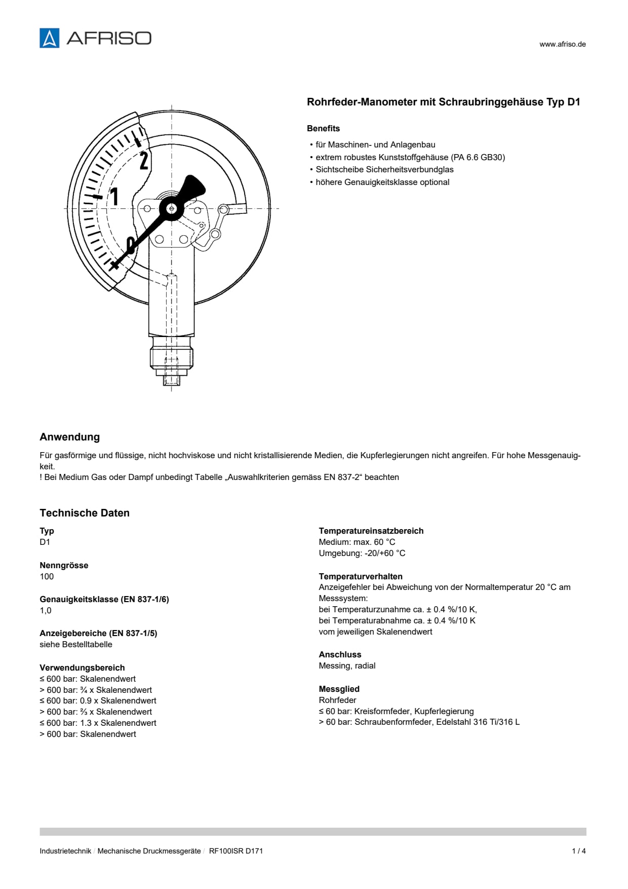 AFRISO_DATENBLATT_ROHRFEDER-MANOMETER-MIT-SCHRAUBRINGGEHAEUSE-TYP-D1_RF100ISR-D171_P42938_DEU_CHE.PDF