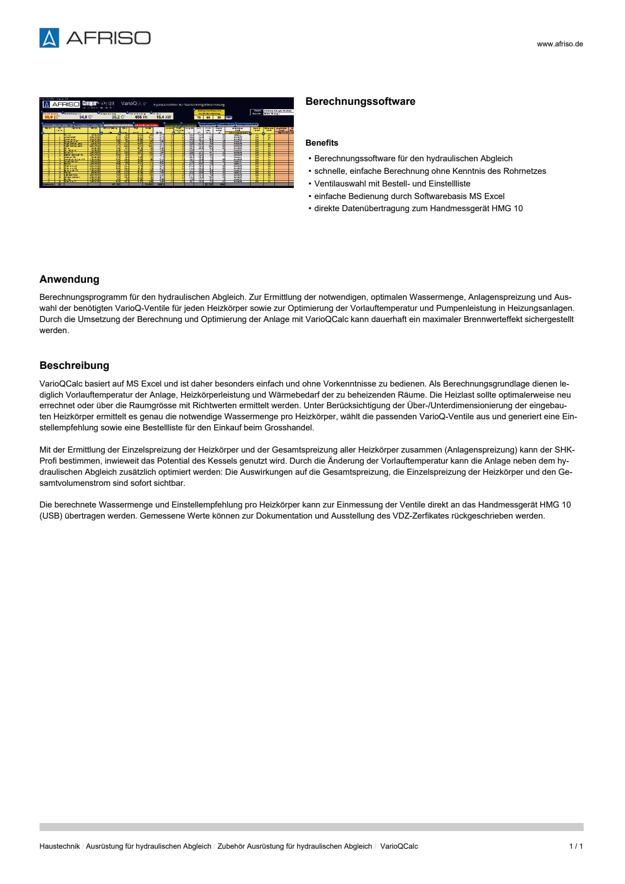 AFRISO_DATENBLATT_BERECHNUNGSSOFTWARE_VARIOQCALC_P40393_DEU_CHE.PDF