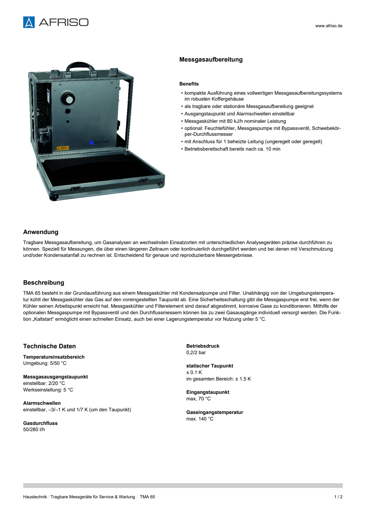 AFRISO_DATENBLATT_MESSGASAUFBEREITUNG_TMA-65_P54725_DEU_CHE.PDF