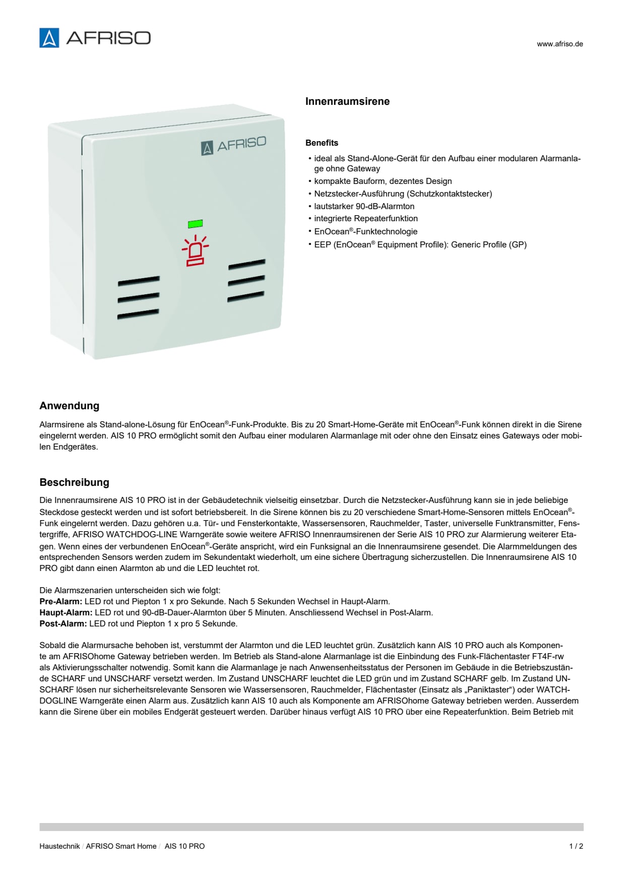 AFRISO_DATENBLATT_INNENRAUMSIRENE_AIS-10-PRO_P53663_DEU_CHE.PDF