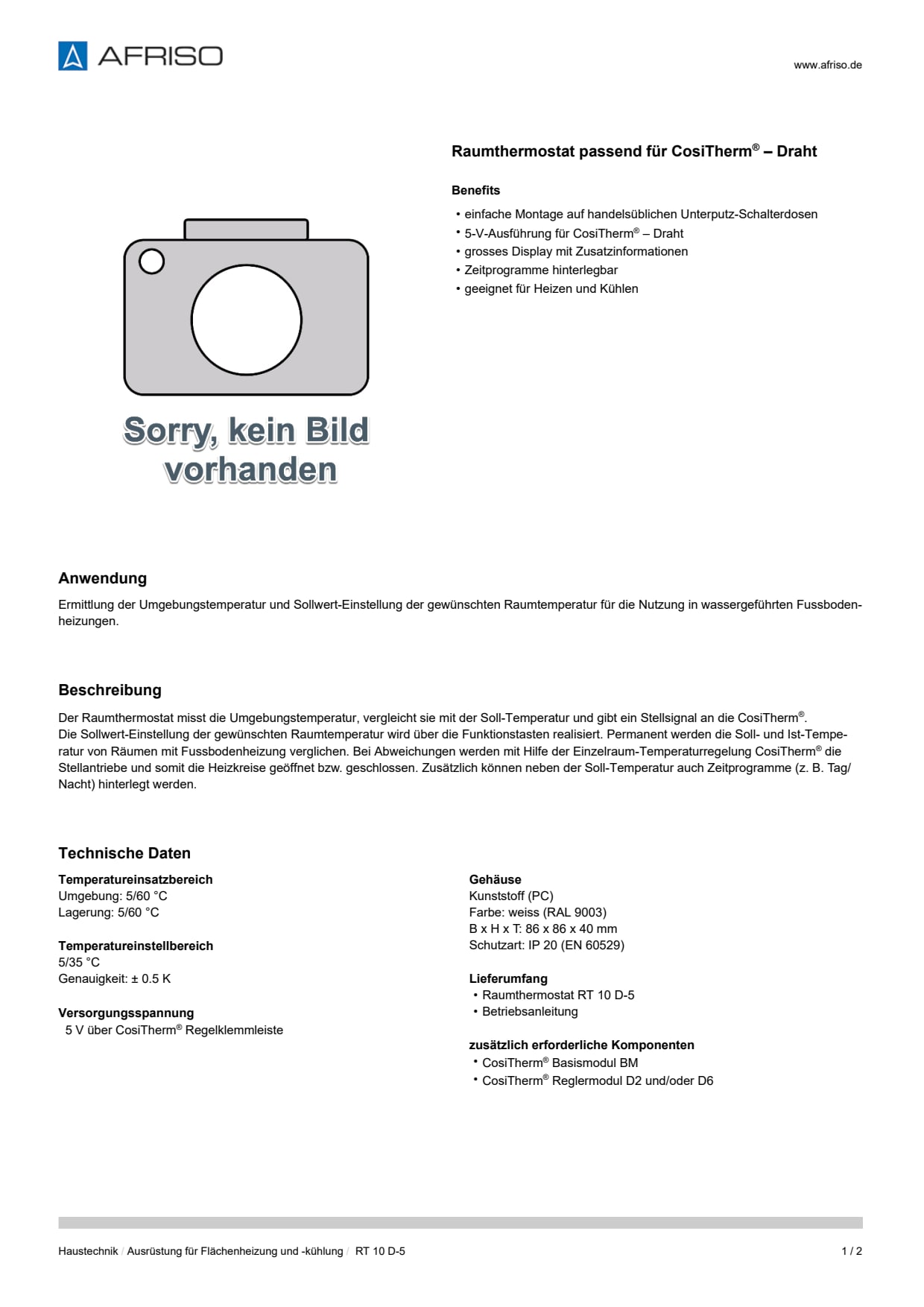 AFRISO_DATENBLATT_RAUMTHERMOSTAT-PASSEND-FUER-COSITHERM---DRAHT_RT-10-D-5_P62071_DEU_CHE.PDF