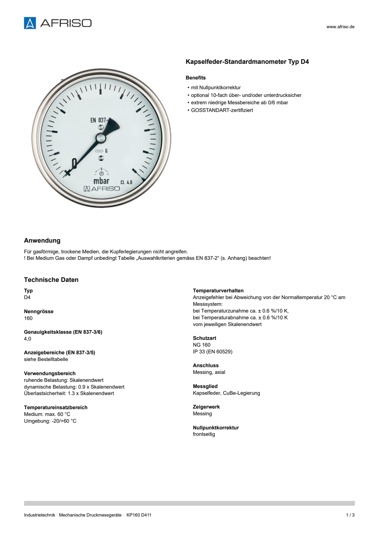 AFRISO_DATENBLATT_KAPSELFEDER-STANDARDMANOMETER-TYP-D4_KP160-D411_P61079_DEU_CHE.PDF