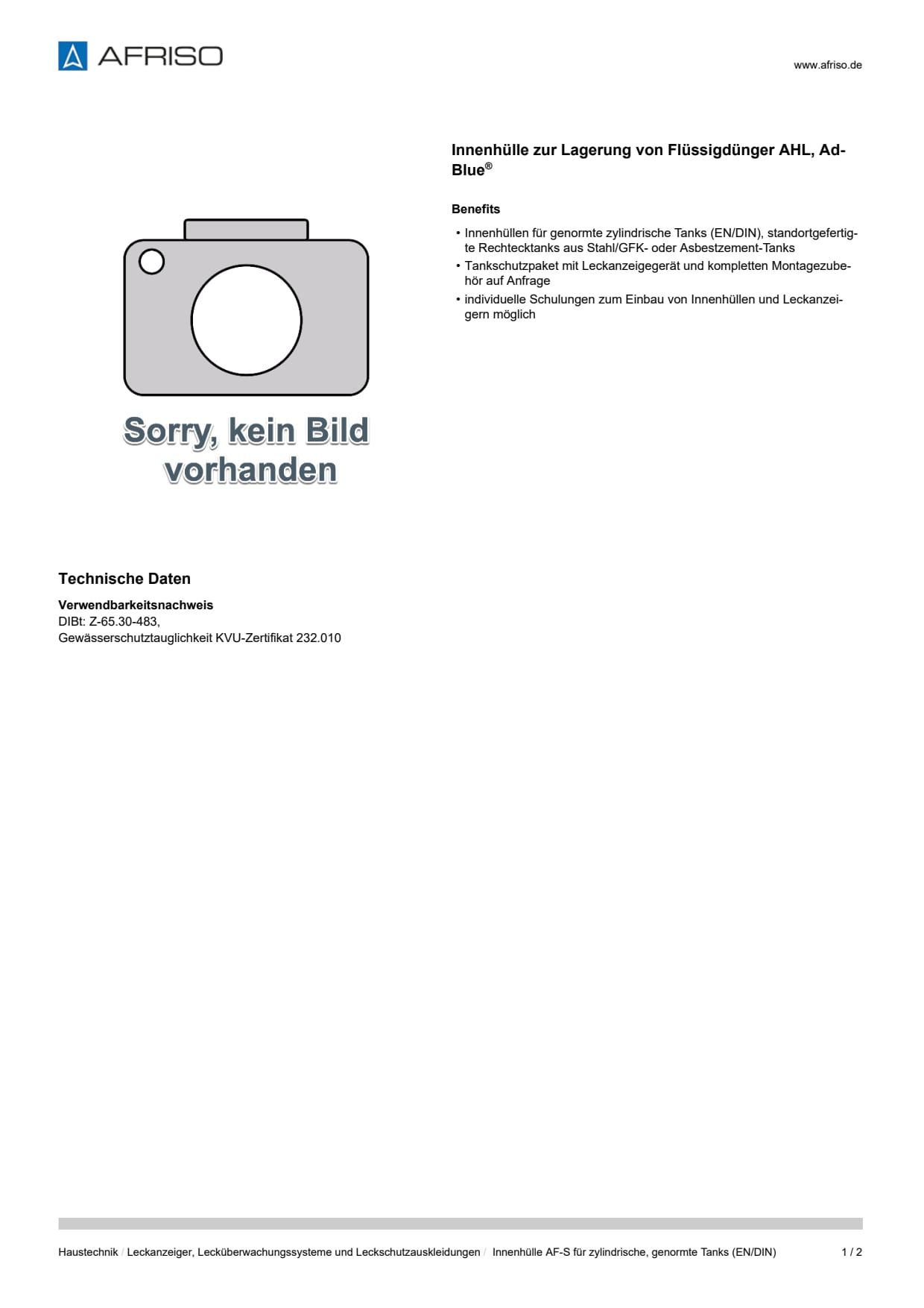 AFRISO_DATENBLATT_INNENHUELLE-ZUR-LAGERUNG-VON-FLUESSIGDUENGER-AHL--ADBLUE_INNENHUELLE-AF-S-FUER-ZYLINDRISCHE--GENORMTE-TANKS--EN-DIN-_P79013_DEU_CHE.PDF