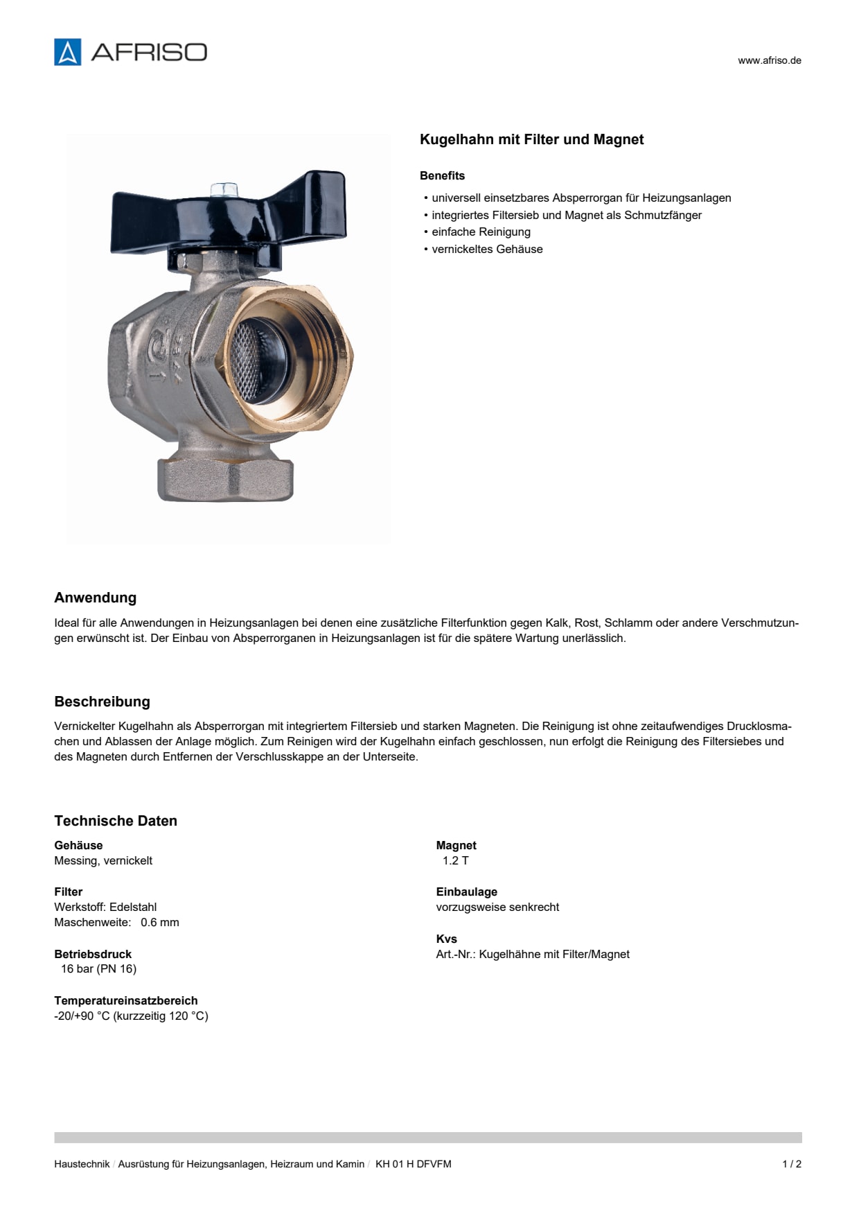 AFRISO_DATENBLATT_KUGELHAHN-MIT-FILTER-UND-MAGNET_KH-01-H-DFVFM_P65080_DEU_CHE.PDF