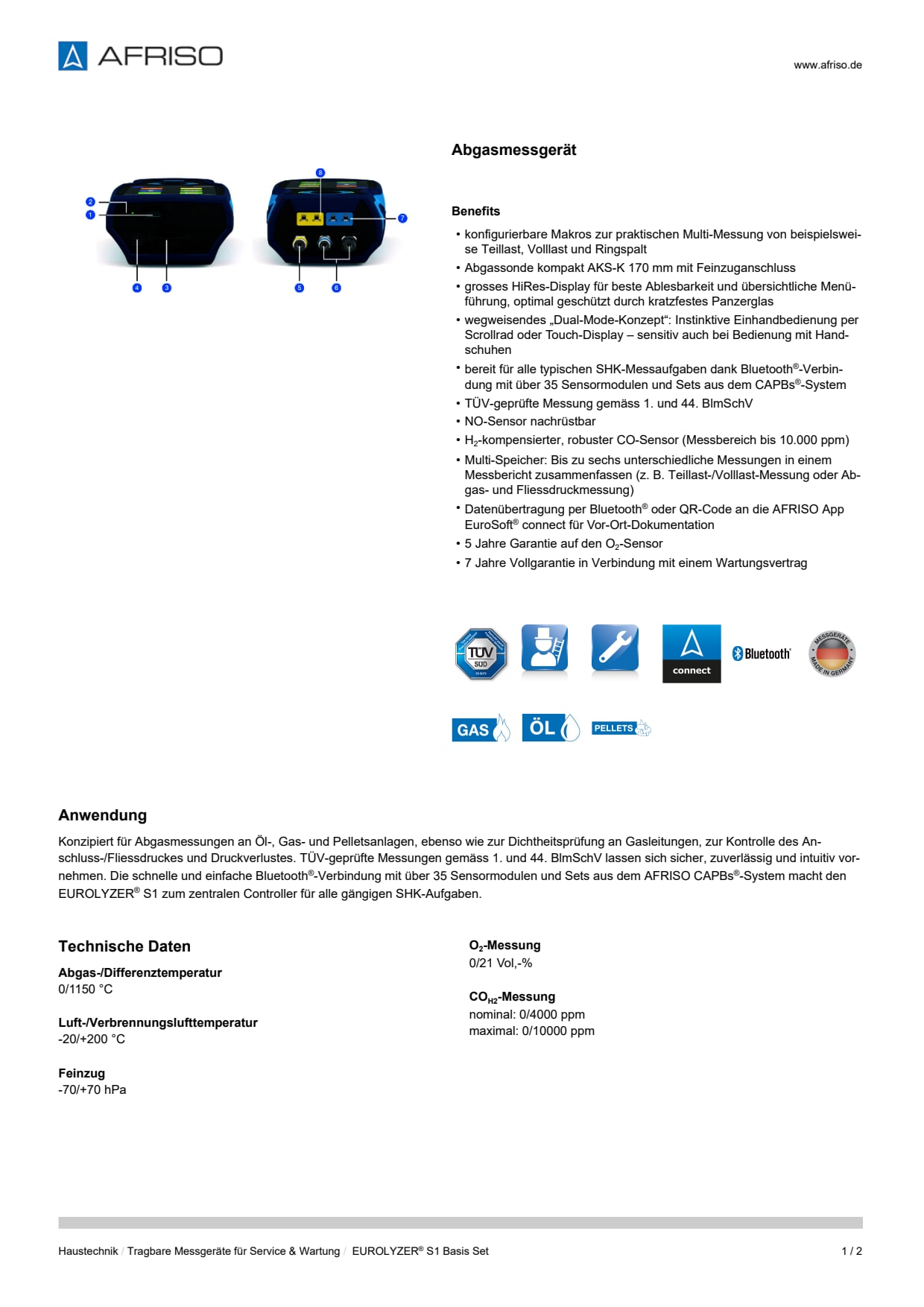 AFRISO_DATENBLATT_ABGASMESSGERAET_EUROLYZER-S1-BASIS-SET_P63708_DEU_CHE.PDF