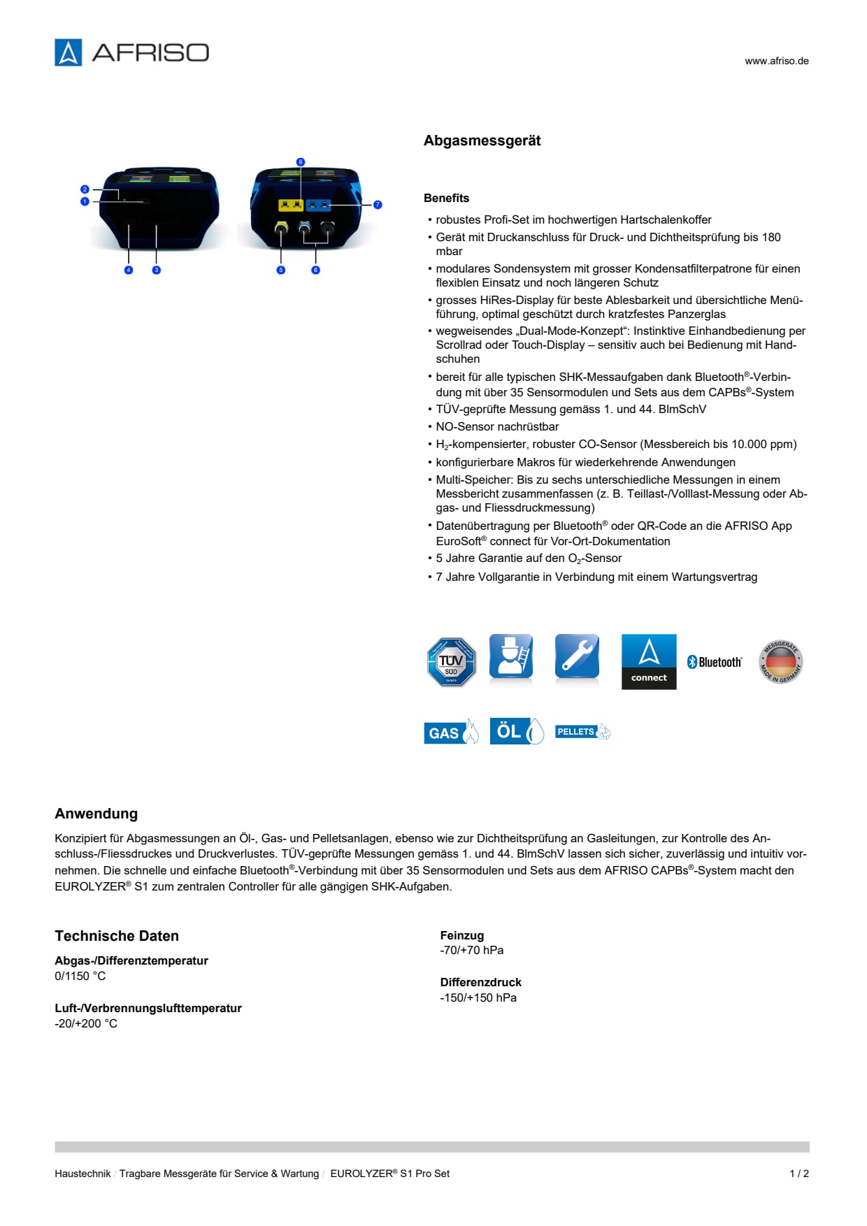 AFRISO_DATENBLATT_ABGASMESSGERAET_EUROLYZER-S1-PRO-SET_P63559_DEU_CHE.PDF