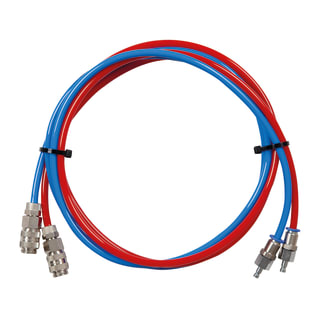  Anschlussschlauch-Set ASS-PTSV86 KP5SN2.7 ⌀ 6 mm (rot &amp; blau) mit 1 x Stecknippel DN 2,7, 1 x Kupplung DN 5, Sinterfilter