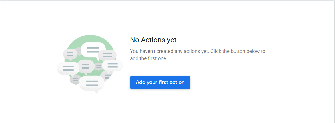 'Add your first action' button