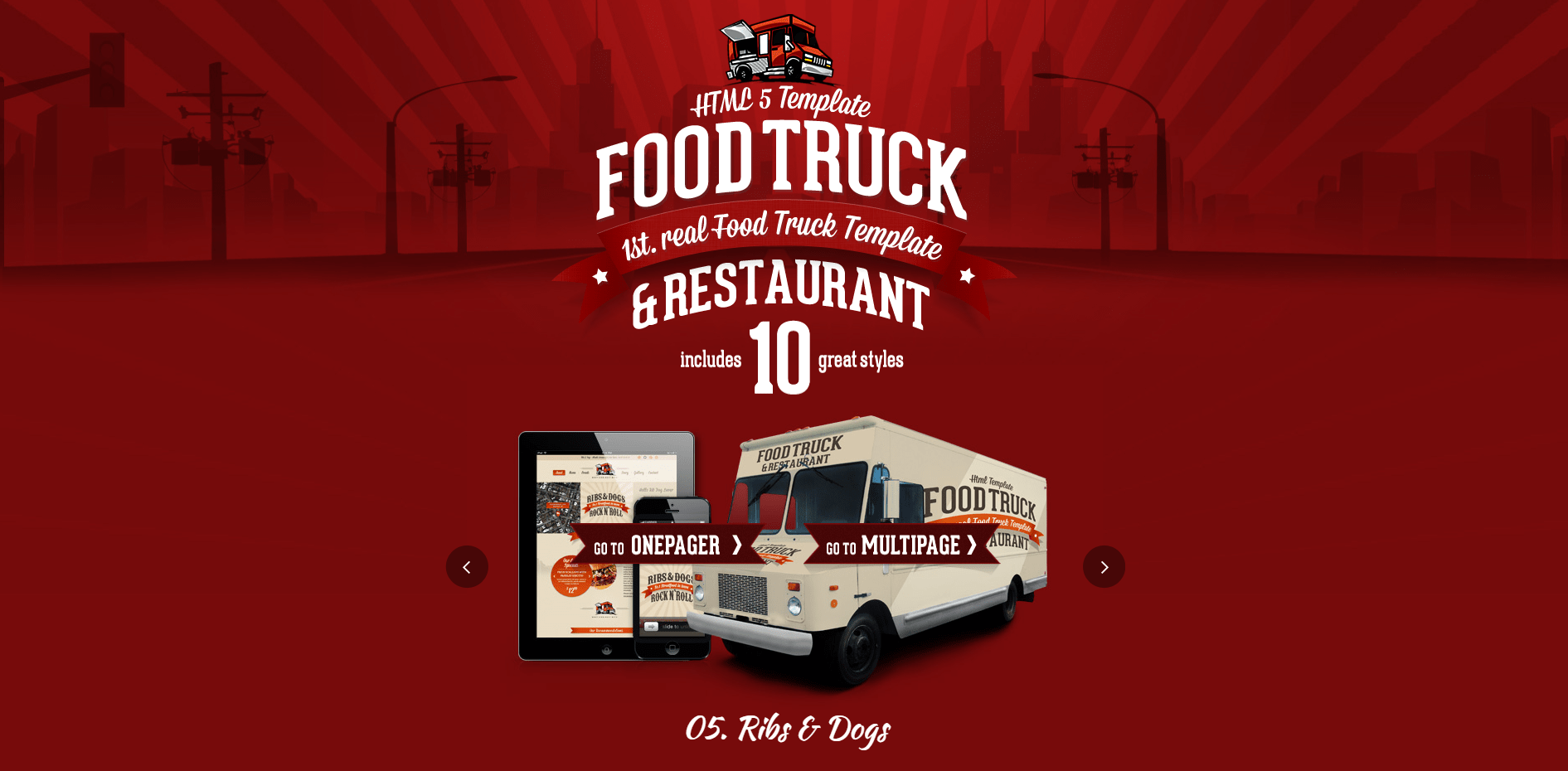 Food Truck & Restaurant 10 Styles - HTML5 Template