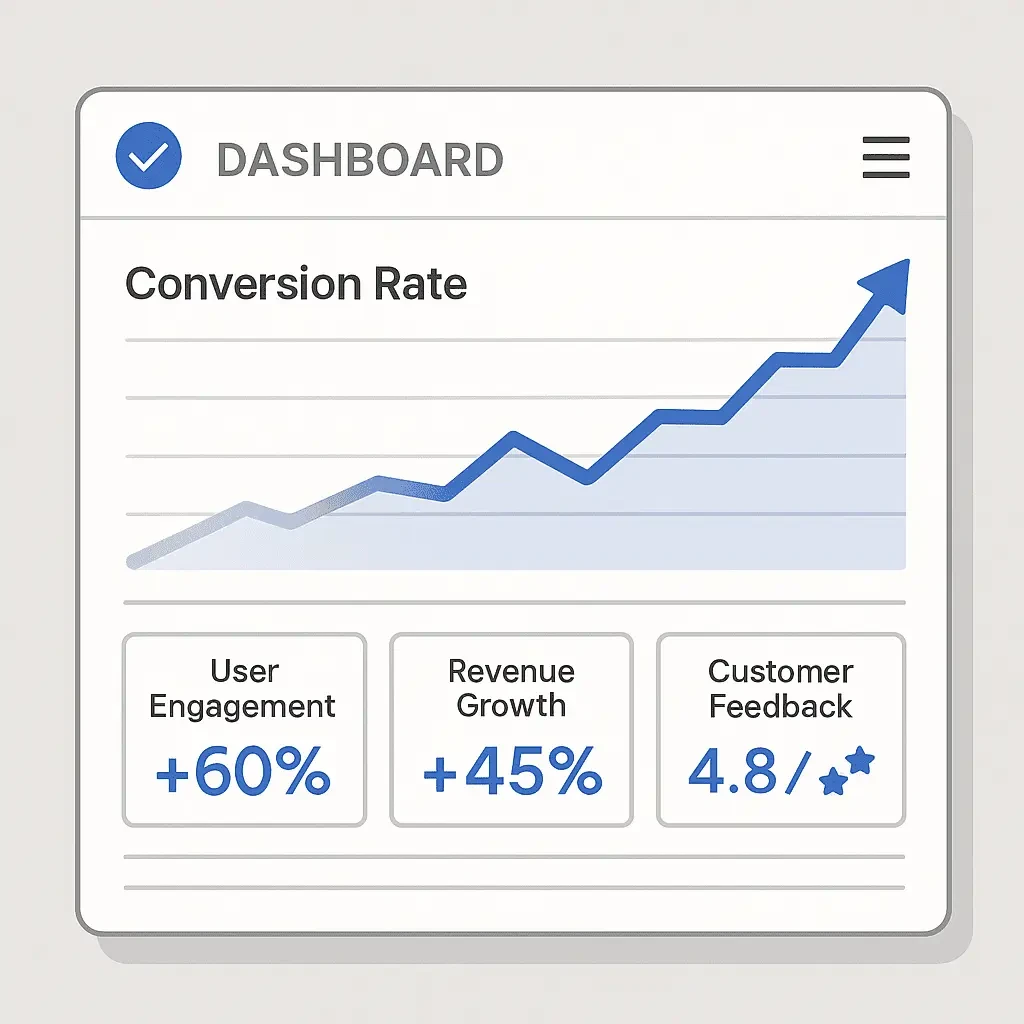Analytics dashboard showing key metrics for measuring custom Shopify design performance and ROI.