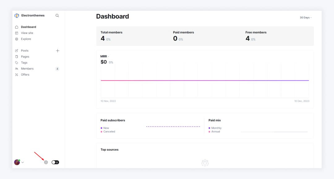 Navigate to Dashboard Settings