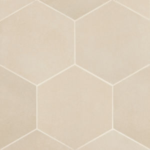 Makoto 10" x 11.5" Hexagon Matte Porcelain Tile in Shoji White
