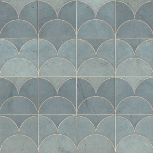 Crio 4" x 4" Tuk Tuk The 7 Hills Of Lisbon Limestone Tile in Iberian Aqua 2 Piece Pattern