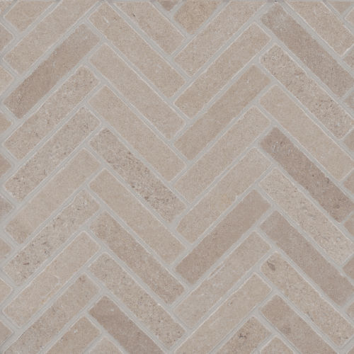 Suave Tumbled 1" X 4" Marble Herringbone Mosaic in Volpe