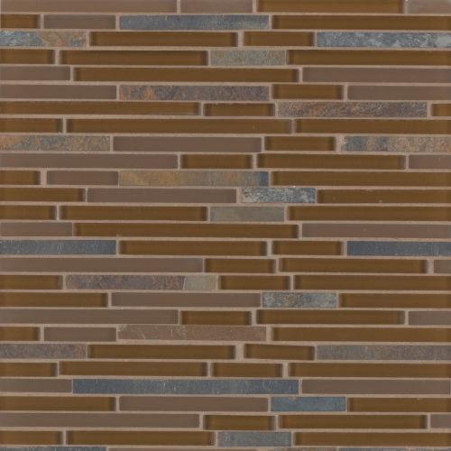 Ice Rock Glass & Stone Linear Mosiac in California Gold