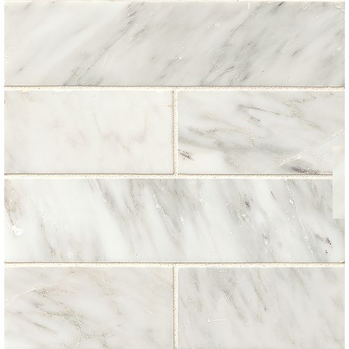 London Calling 3" x 12" Honed Marble Tile in Cloudy