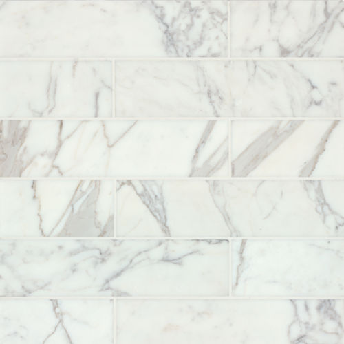 Suave 4" x 16" Smooth Finish Marble Tile in Calacatta Gold