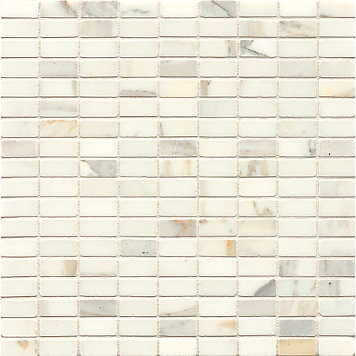 Vanity 5/8" x 1 1/4" Straight Brick Honed Marble Mosaic in Calacatta Gold