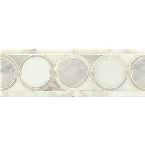 Vanity 4" x 12" Circle Honed Marble Waterjet Border in Calacatta Gold