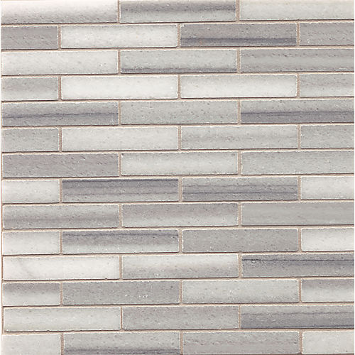 Vanity 3/4" x 4" Offset Honed Marble Mosaic in Mamara Grey